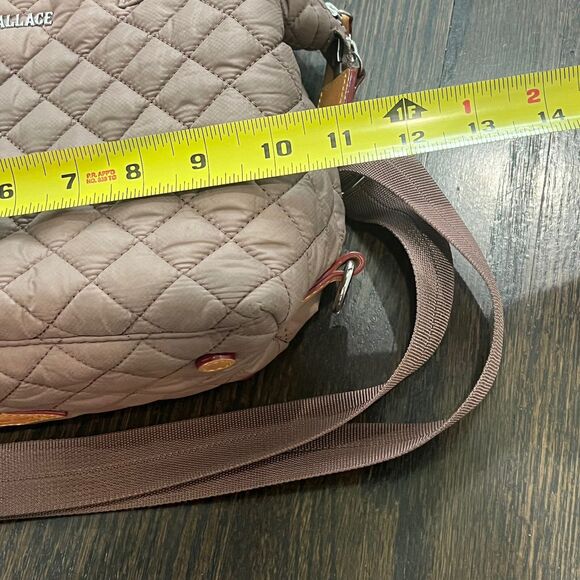 MZ Wallace Sutton Deluxe Bag Small Mauve Quilted Nylon Crossbody Neutral - Picture 12 of 14